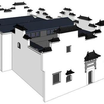 中式住宅庭院景观SU模型下载_sketchup草图大师SKP模型