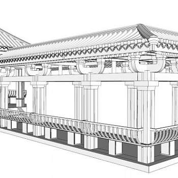 简约亭廊组合设计su模型下载_sketchup草图大师SKP模型