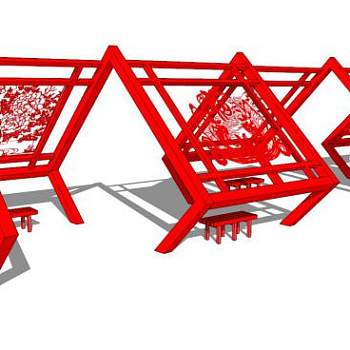 文化长廊su模型下载_sketchup草图大师SKP模型