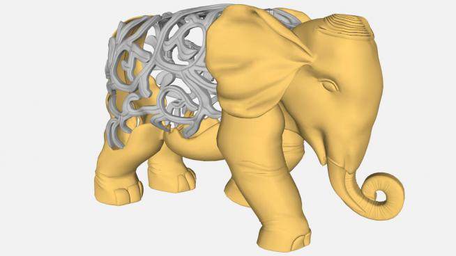 门口大象雕塑su模型下载_sketchup草图大师SKP模型
