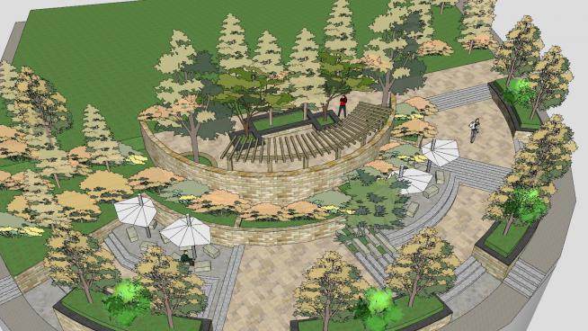 新古典公园设计SU模型下载_sketchup草图大师SKP模型