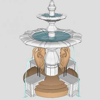 小型水体雕塑su模型下载_sketchup草图大师SKP模型