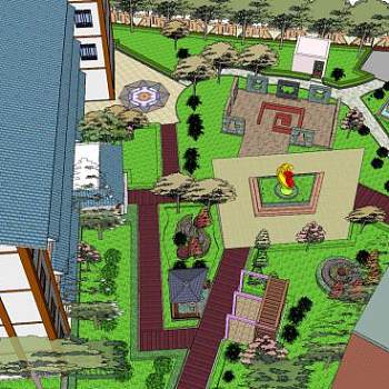 现代公园小品景观SU模型下载_sketchup草图大师SKP模型