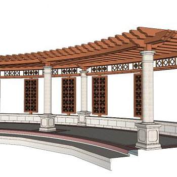 曲形廊道su模型下载_sketchup草图大师SKP模型