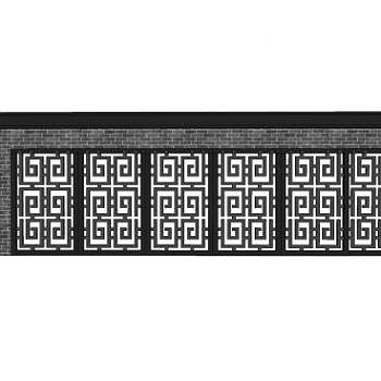 中式方形镂空景观墙SU模型下载_sketchup草图大师SKP模型