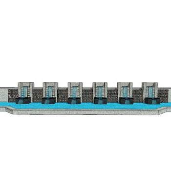 现代流水景墙SU模型下载_sketchup草图大师SKP模型