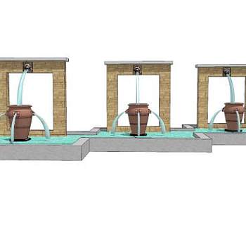 现代流水水钵幕墙SU模型下载_sketchup草图大师SKP模型