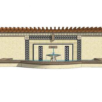 欧式流水艺术景墙SU模型下载_sketchup草图大师SKP模型