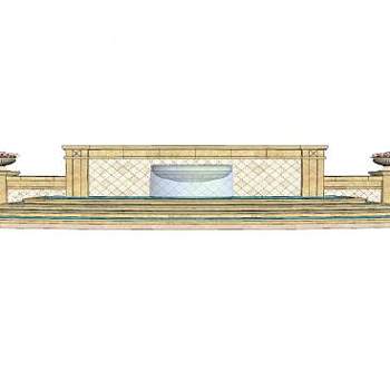 现代欧式流水景墙SU模型下载_sketchup草图大师SKP模型