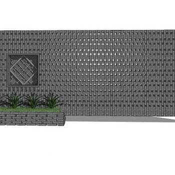 新中式简约景墙设计SU模型下载_sketchup草图大师SKP模型