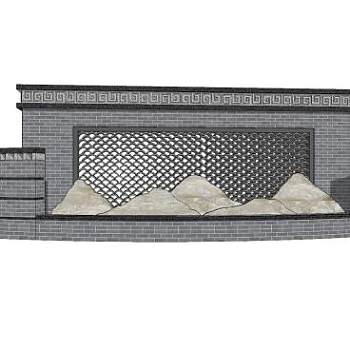 现代枯山镂空景观墙SU模型下载_sketchup草图大师SKP模型