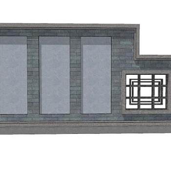 新中式景观墙设计SU模型下载_sketchup草图大师SKP模型