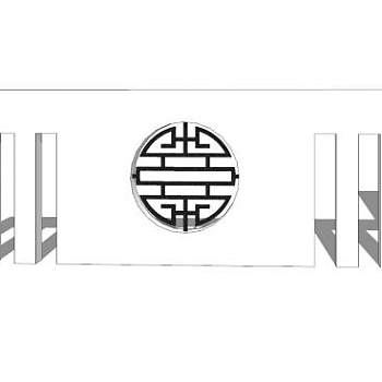 新中式极简景墙设计SU模型下载_sketchup草图大师SKP模型