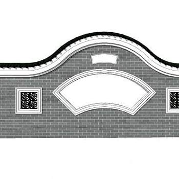 中式扇形花窗景观墙SU模型下载_sketchup草图大师SKP模型