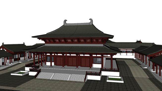 寺庙景观和建筑su模型下载_sketchup草图大师SKP模型