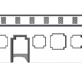 新中式花窗景墙门SU模型下载_sketchup草图大师SKP模型