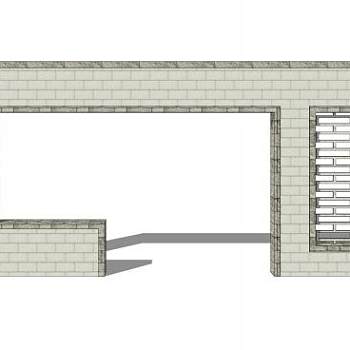 现代方形景墙门SU模型下载_sketchup草图大师SKP模型