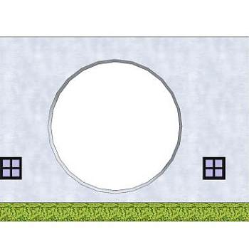 现代圆形漏窗景墙SU模型下载_sketchup草图大师SKP模型