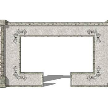 新中式轻奢景墙门SU模型下载_sketchup草图大师SKP模型