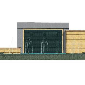 现代欧式喷泉景墙SU模型下载_sketchup草图大师SKP模型