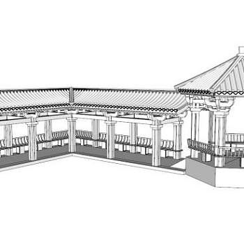 仿古回廊su模型下载_sketchup草图大师SKP模型