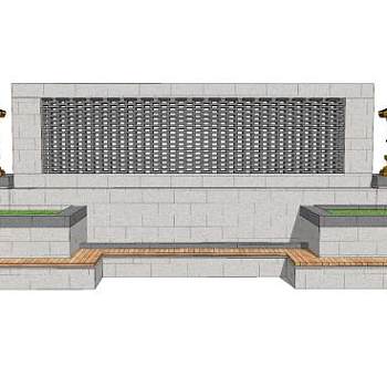 新中式景墙装饰SU模型下载_sketchup草图大师SKP模型
