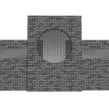 现代砖砌漏窗景墙SU模型下载_sketchup草图大师SKP模型