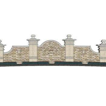 新古典欧式景墙SU模型下载_sketchup草图大师SKP模型