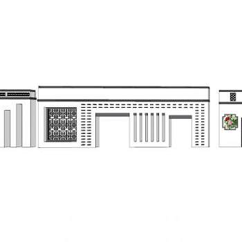 新中式花壁画景墙SU模型下载_sketchup草图大师SKP模型