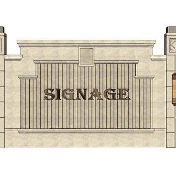 现代欧式景观墙SU模型下载_sketchup草图大师SKP模型