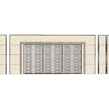 现代新中式景观墙设计SU模型下载_sketchup草图大师SKP模型