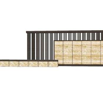 新中式古典栏杆景墙SU模型下载_sketchup草图大师SKP模型