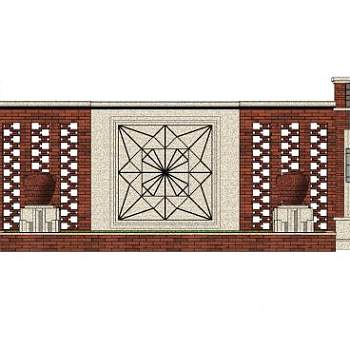 现代镂空水缸装饰景墙SU模型下载_sketchup草图大师SKP模型