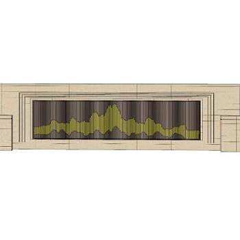 欧式山景景观墙SU模型下载_sketchup草图大师SKP模型