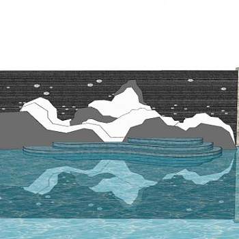 现代简约创意山水景墙SU模型下载_sketchup草图大师SKP模型