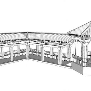 游廊景观设计su模型下载_sketchup草图大师SKP模型