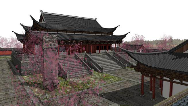 古建寺院su模型下载_sketchup草图大师SKP模型