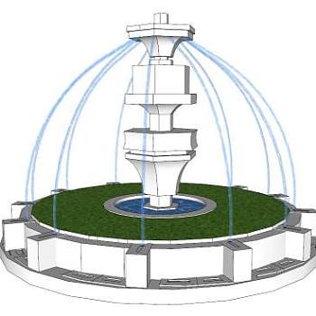 音乐喷泉su模型下载_sketchup草图大师SKP模型