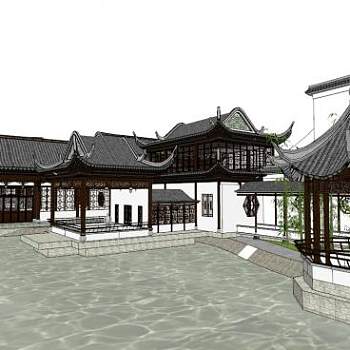 中式建筑院落su模型下载_sketchup草图大师SKP模型