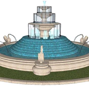 水柱水花喷泉水景su模型下载_sketchup草图大师SKP模型