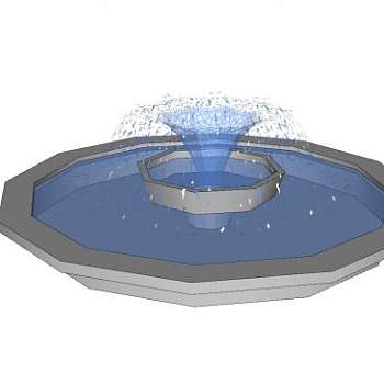 圆形喷泉水景SU模型下载_sketchup草图大师SKP模型