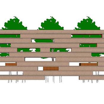 现代漏窗景观墙SU模型下载_sketchup草图大师SKP模型