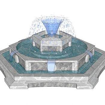 大理石喷泉SU模型下载_sketchup草图大师SKP模型