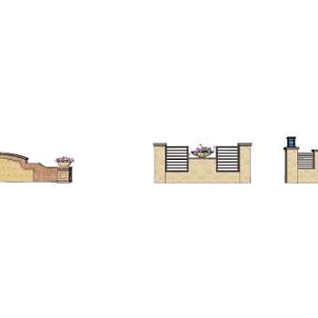 欧式流水景观墙设计SU模型下载_sketchup草图大师SKP模型