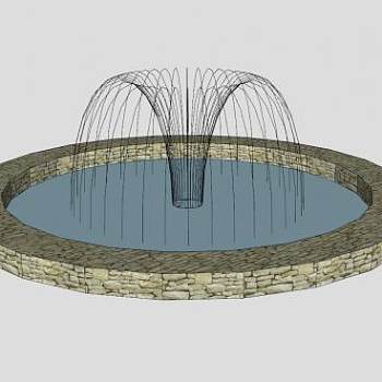 砖墙喷泉设计SU模型下载_sketchup草图大师SKP模型