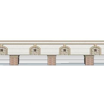 简欧围墙景墙SU模型下载_sketchup草图大师SKP模型