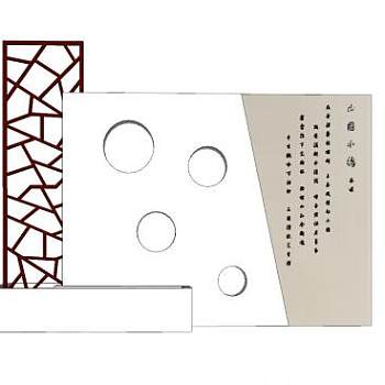 新中式园林景墙SU模型下载_sketchup草图大师SKP模型