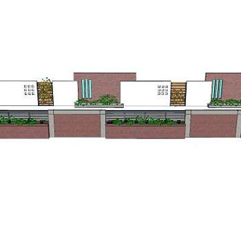 现代花圃景观墙SU模型下载_sketchup草图大师SKP模型