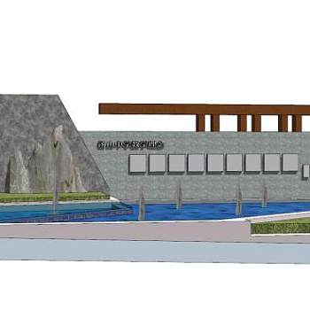 汤山中学景墙设计SU模型下载_sketchup草图大师SKP模型