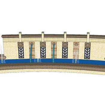 新中式喷泉景观SU模型下载_sketchup草图大师SKP模型